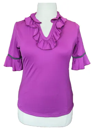 4 All by Jofit Ruffled Purple Top Size L MSP$75
