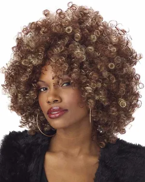 70s Fine Foxy Curly Brown Wig