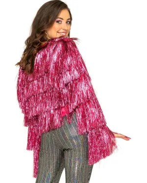 70s Funky Fringe Pink Disco Womens Jacket