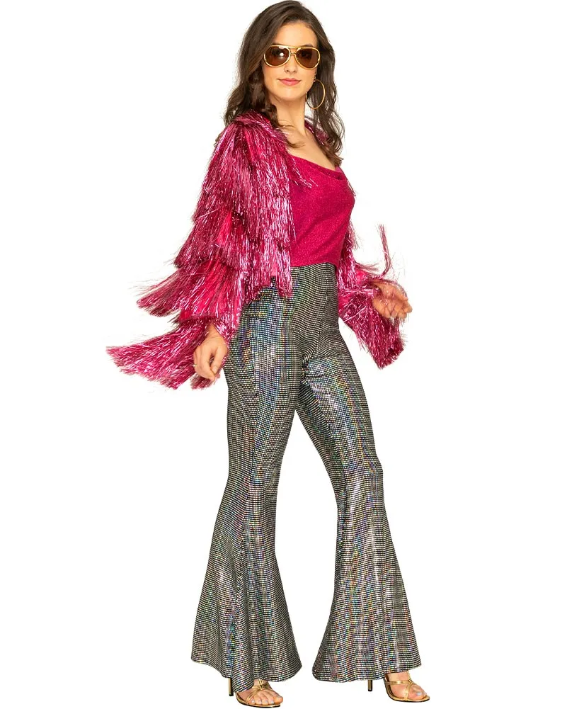 70s Funky Fringe Pink Disco Womens Jacket