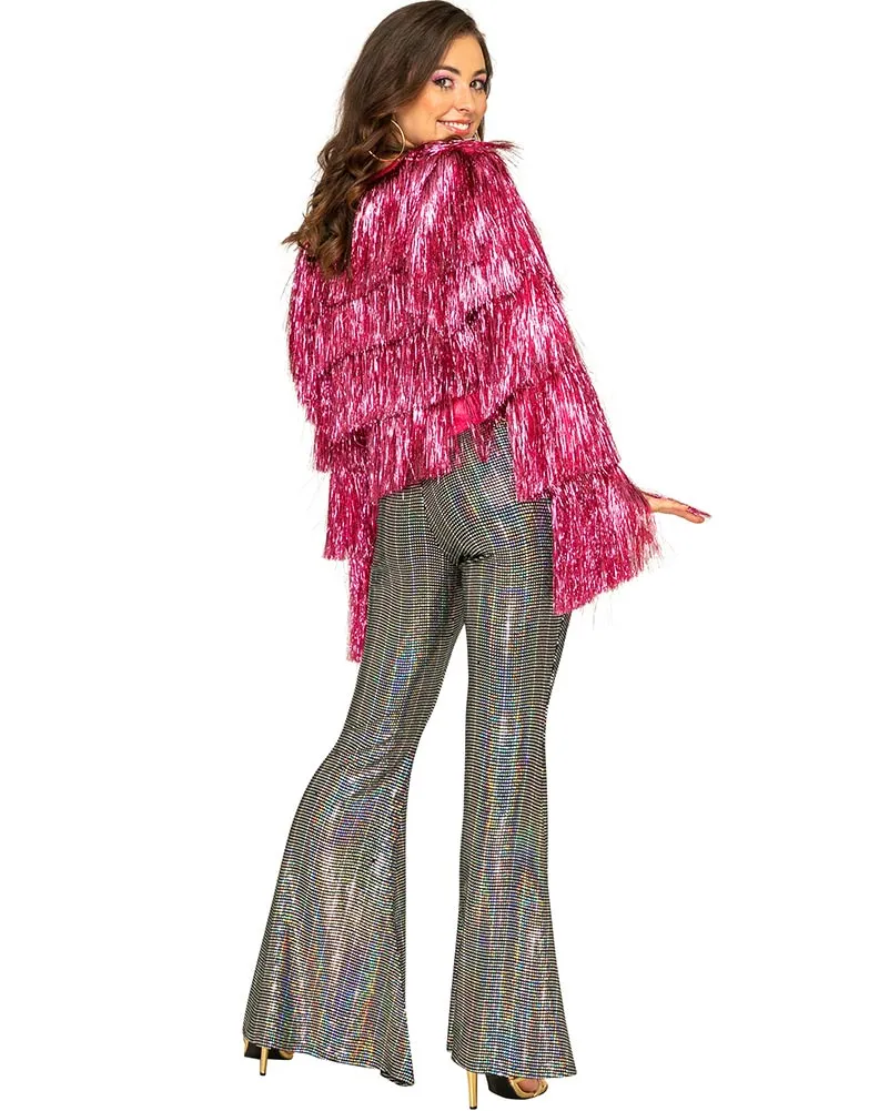 70s Funky Fringe Pink Disco Womens Jacket
