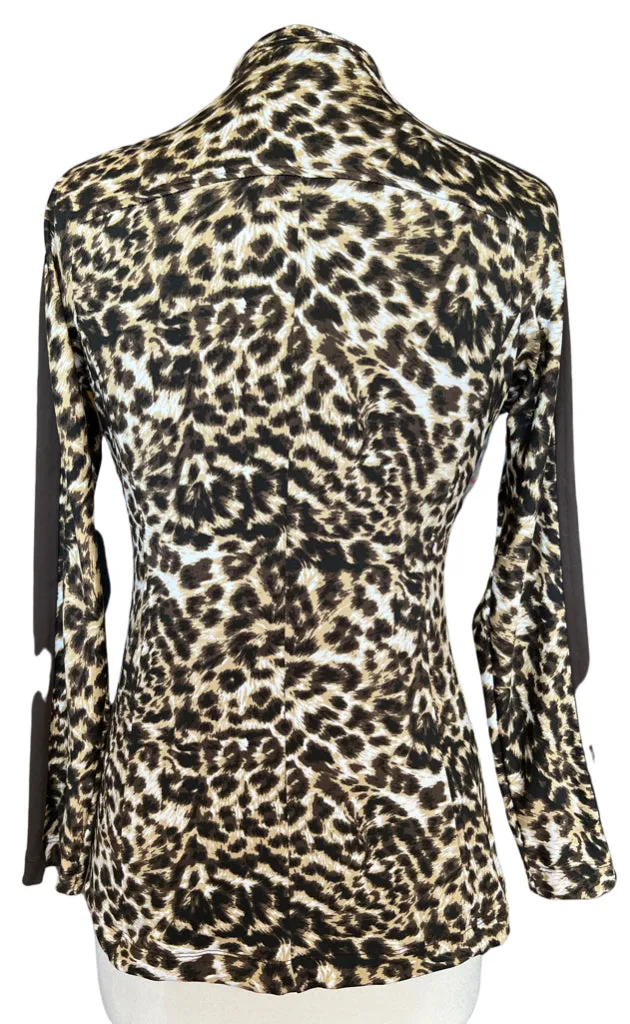 9 & Dine Golf Apparel by Trilogy Sports Inc Leopard Print Full Zip Pullover Size S MSP$75