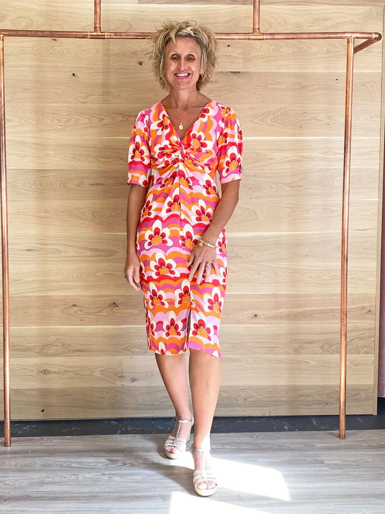 ACL Floral Knot Midi Dress Orange