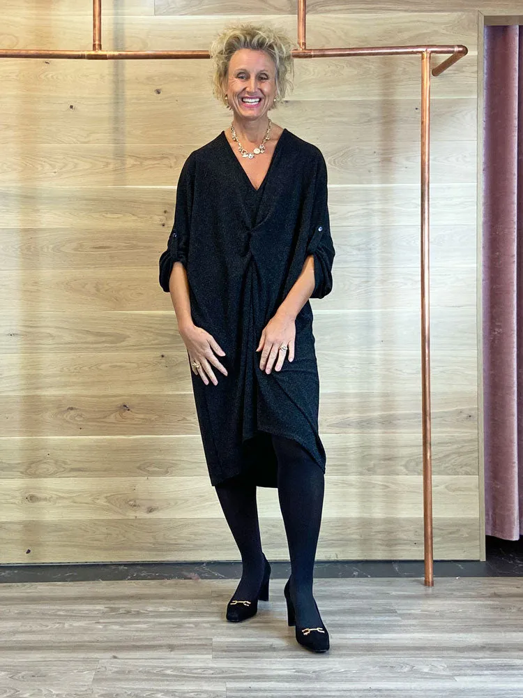 ACL Jersey Glittery Dress with Knot Black