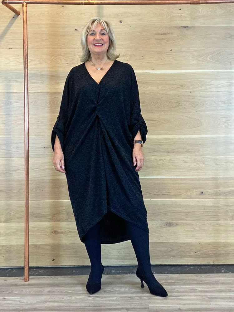 ACL Jersey Glittery Dress with Knot Black