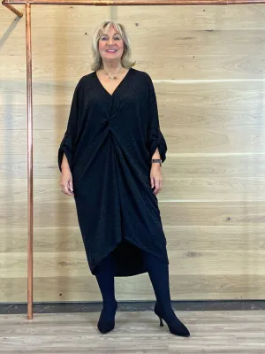 ACL Jersey Glittery Dress with Knot Black
