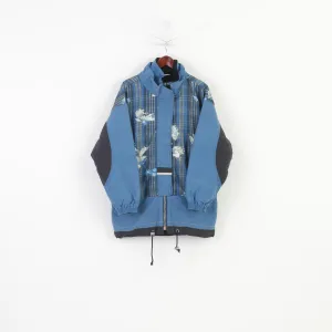Active Swiss Design Women 40 L Jacket Blue Nylon  Retro Full Zipper Outwear Vintage Top