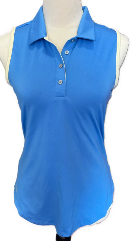 Adidas Blue Sleeveless Golf Polo w/ Yellow Trim Size S MSP$50