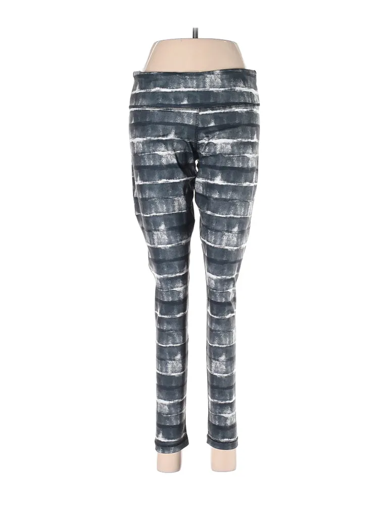 Adidas Gray , Black & White Striped Activewear Leggings Size M