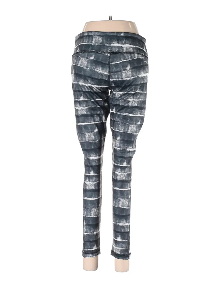 Adidas Gray , Black & White Striped Activewear Leggings Size M