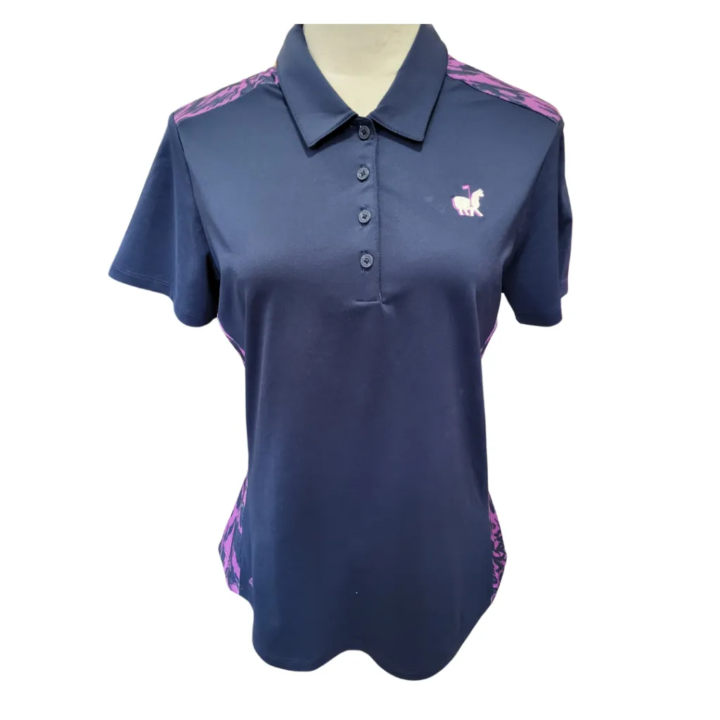 Adidas Navy & Purple Talamore Golf Course Polo Size M