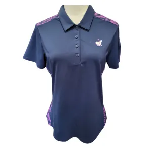 Adidas Navy & Purple Talamore Golf Course Polo Size M