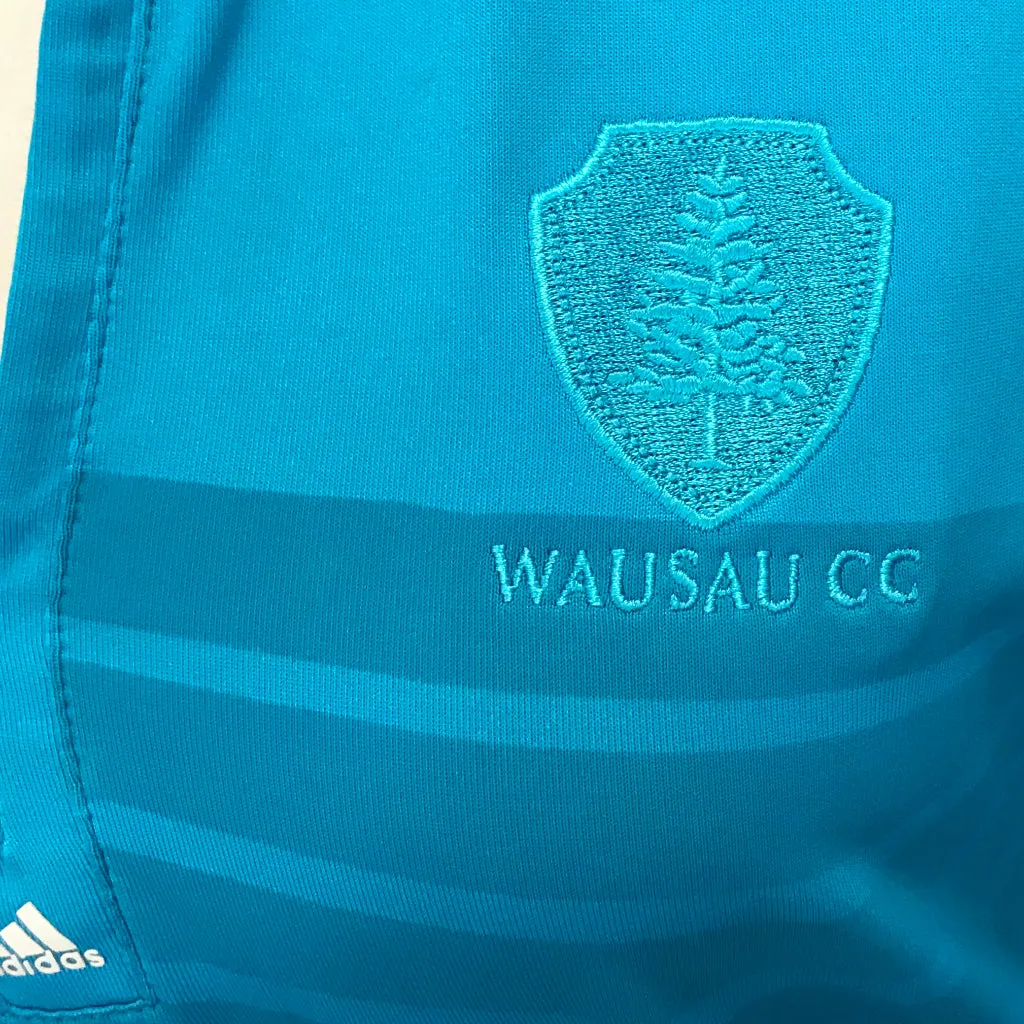 Adidas puremotion Y-neck Striped Turquoise Blue Polo Size M MSP$55