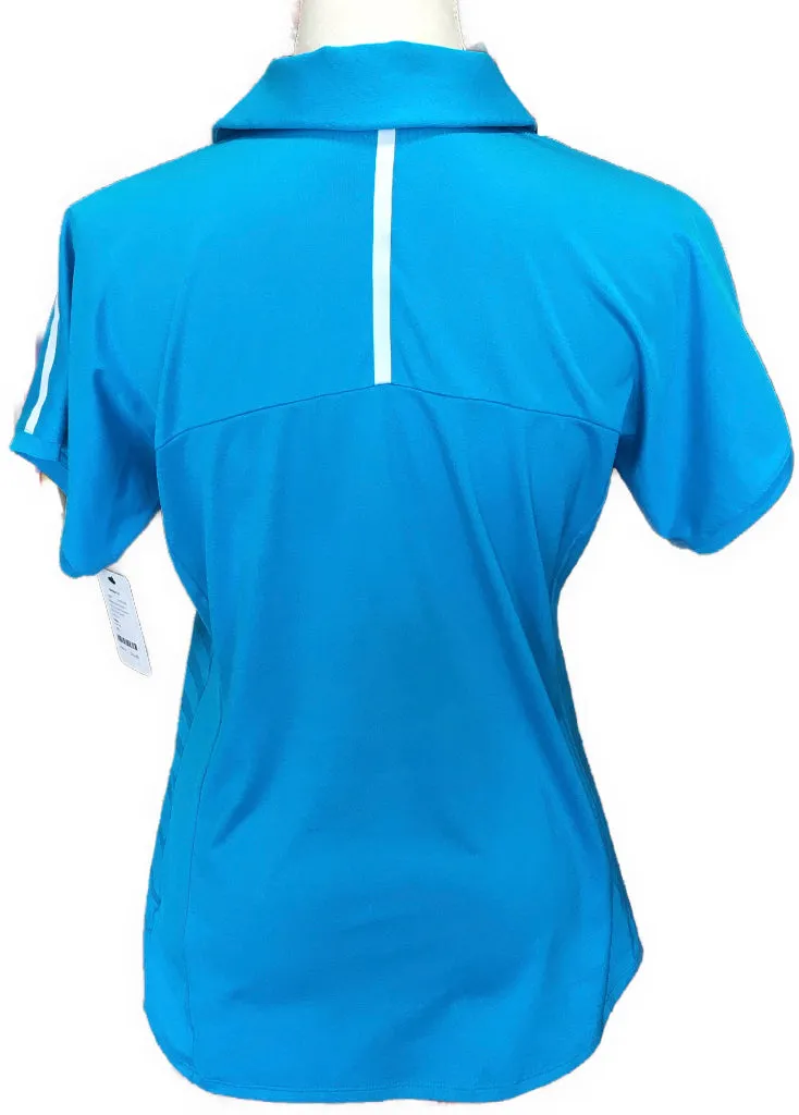 Adidas puremotion Y-neck Striped Turquoise Blue Polo Size M MSP$55