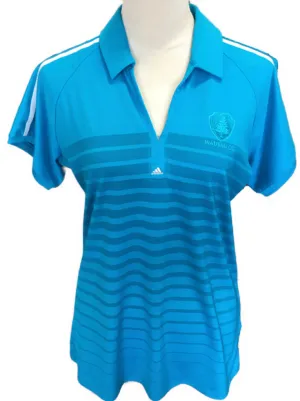 Adidas puremotion Y-neck Striped Turquoise Blue Polo Size M MSP$55