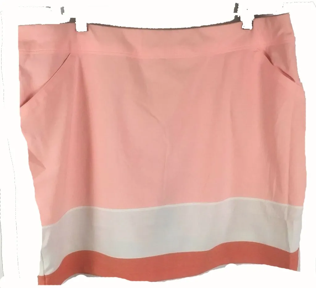 Adidas Stripe Pull-on Skort Peach/White/Coral