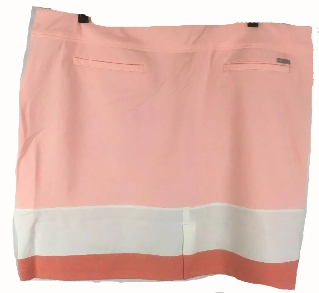 Adidas Stripe Pull-on Skort Peach/White/Coral