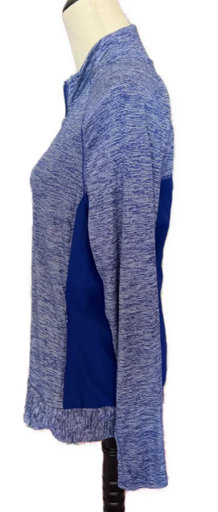 Adidas Women's Blue Micro-stripe Golf Pullover Size L. MSP$65