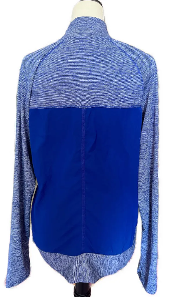 Adidas Women's Blue Micro-stripe Golf Pullover Size L. MSP$65