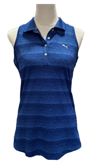 Adidas Women's Crew Navy Heather Sleeveless Golf Polo with Logo Size M MSP$60