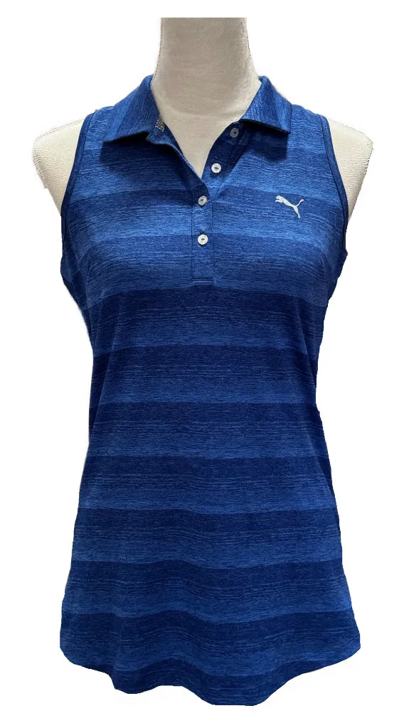 Adidas Women's Crew Navy Heather Sleeveless Golf Polo with Logo Size M MSP$60