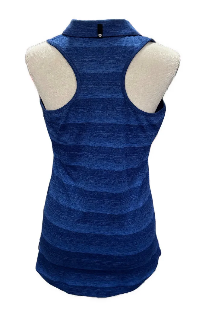 Adidas Women's Crew Navy Heather Sleeveless Golf Polo with Logo Size M MSP$60