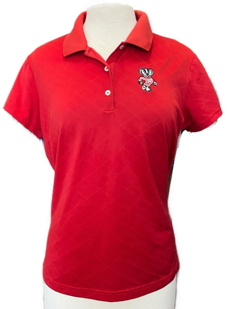Adidas Women's Red Wisconsin Textured Golf Polo Size XL MSP$55