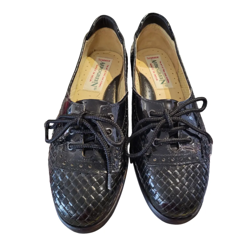 Aerogreen Black Woven Golf Shoes Size 6 MSP$279