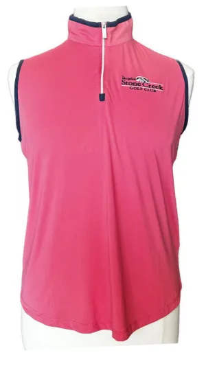 Ahead Pink Sleeveless Polo with Navy Trim & Logo Size XL