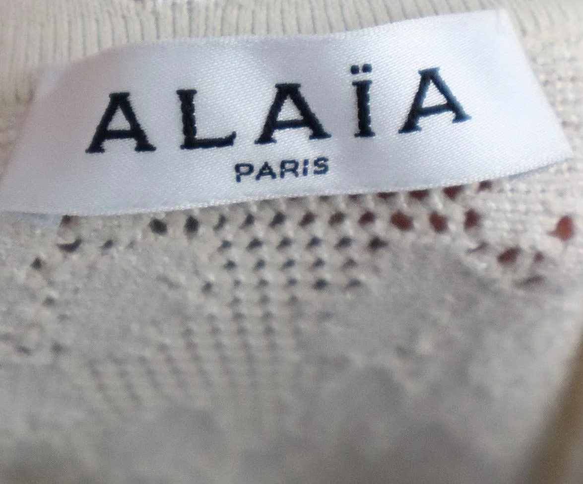Alaia Neutral Cream & White Knit Dress sz 6