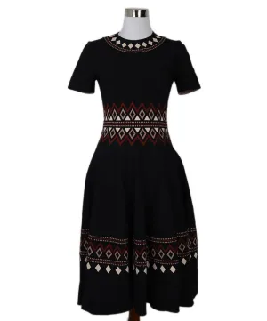 Alexander McQueen Black & Burgundy Print Dress sz 8