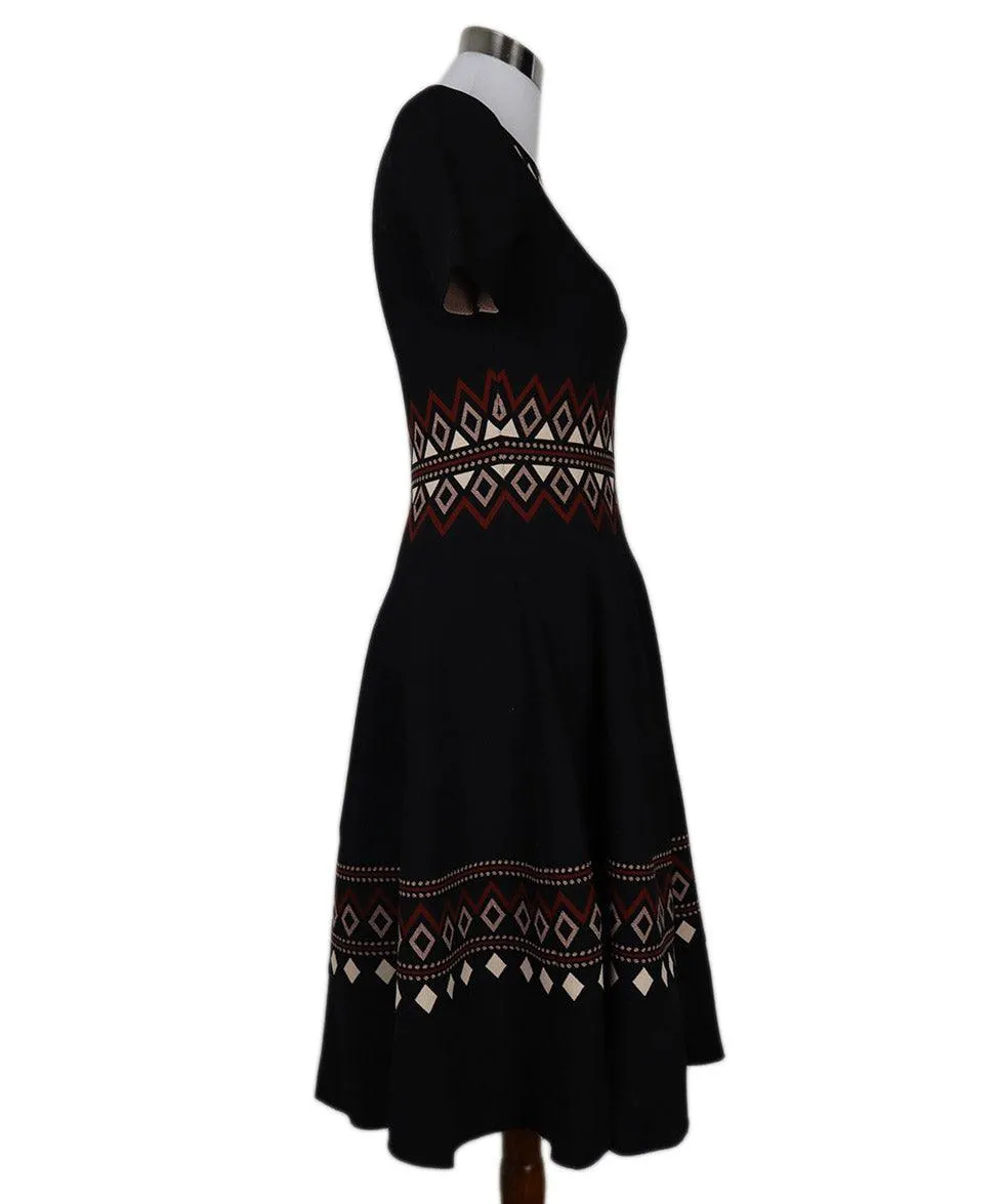Alexander McQueen Black & Burgundy Print Dress sz 8