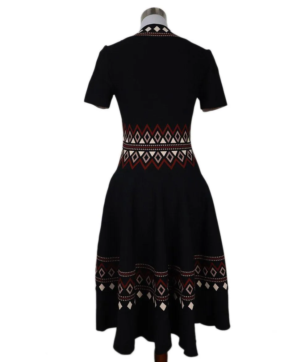 Alexander McQueen Black & Burgundy Print Dress sz 8