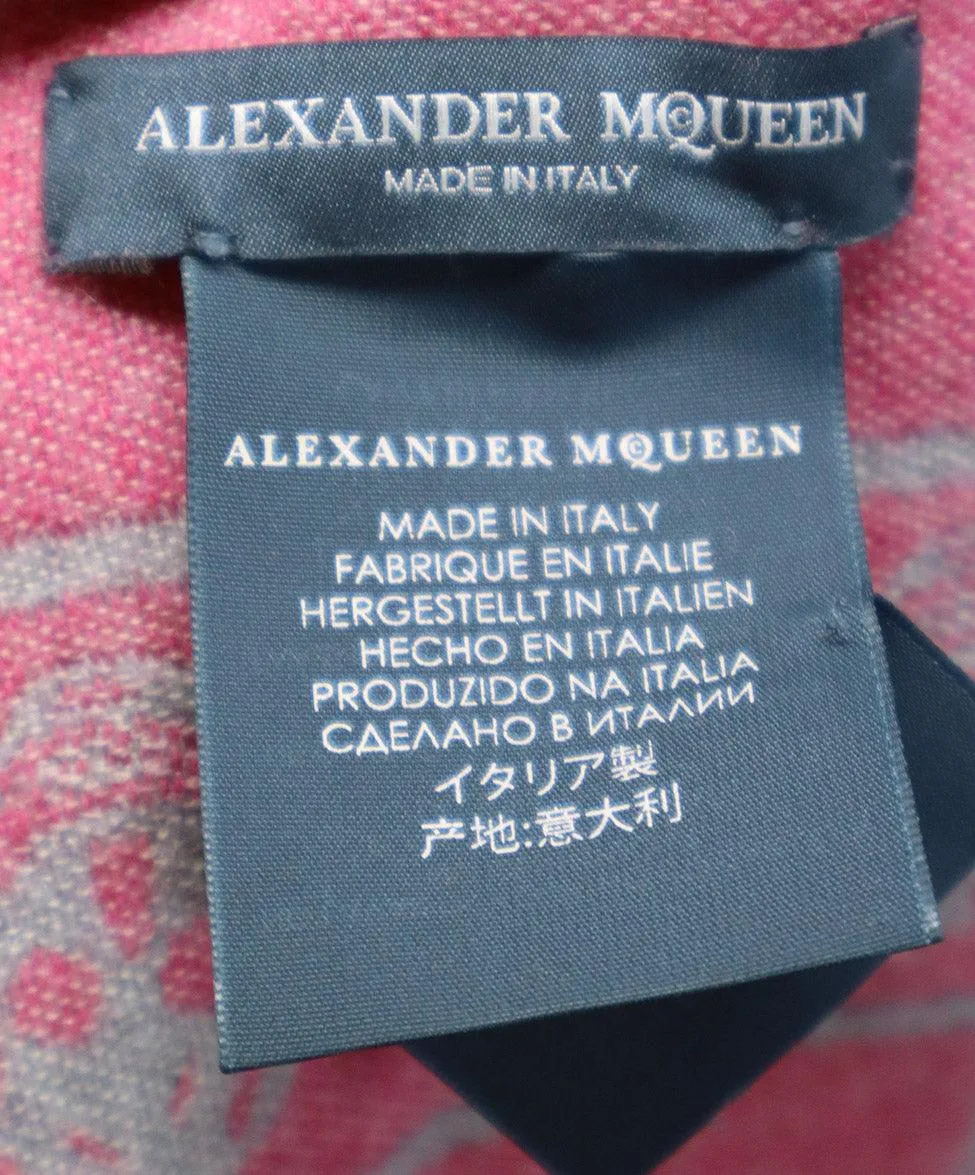Alexander McQueen Pink & Grey Print Wool Shawl