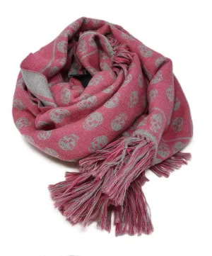 Alexander McQueen Pink & Grey Print Wool Shawl