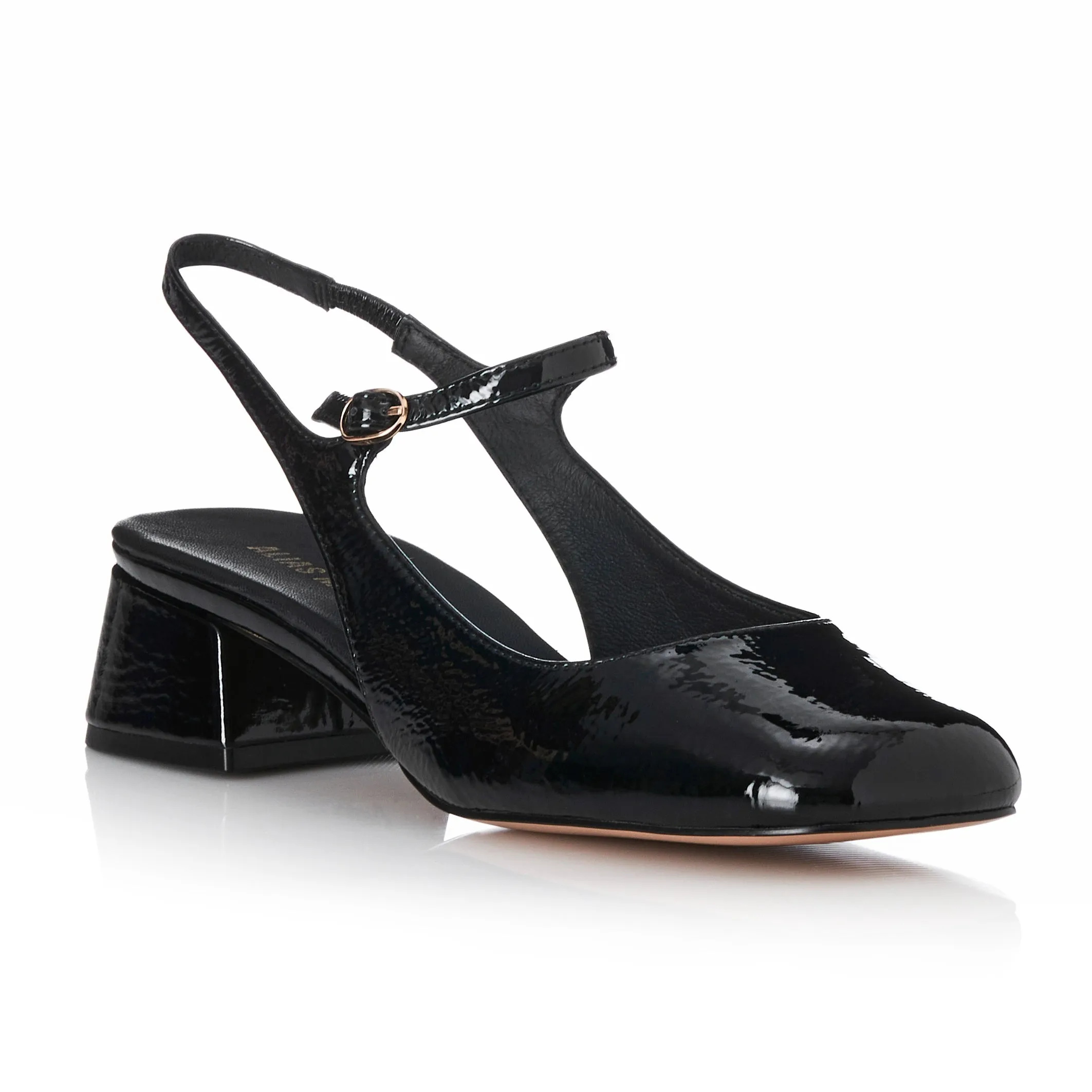 ALIAS MAE Womens Lucie - Black Crinkle Patent Leather Shoes