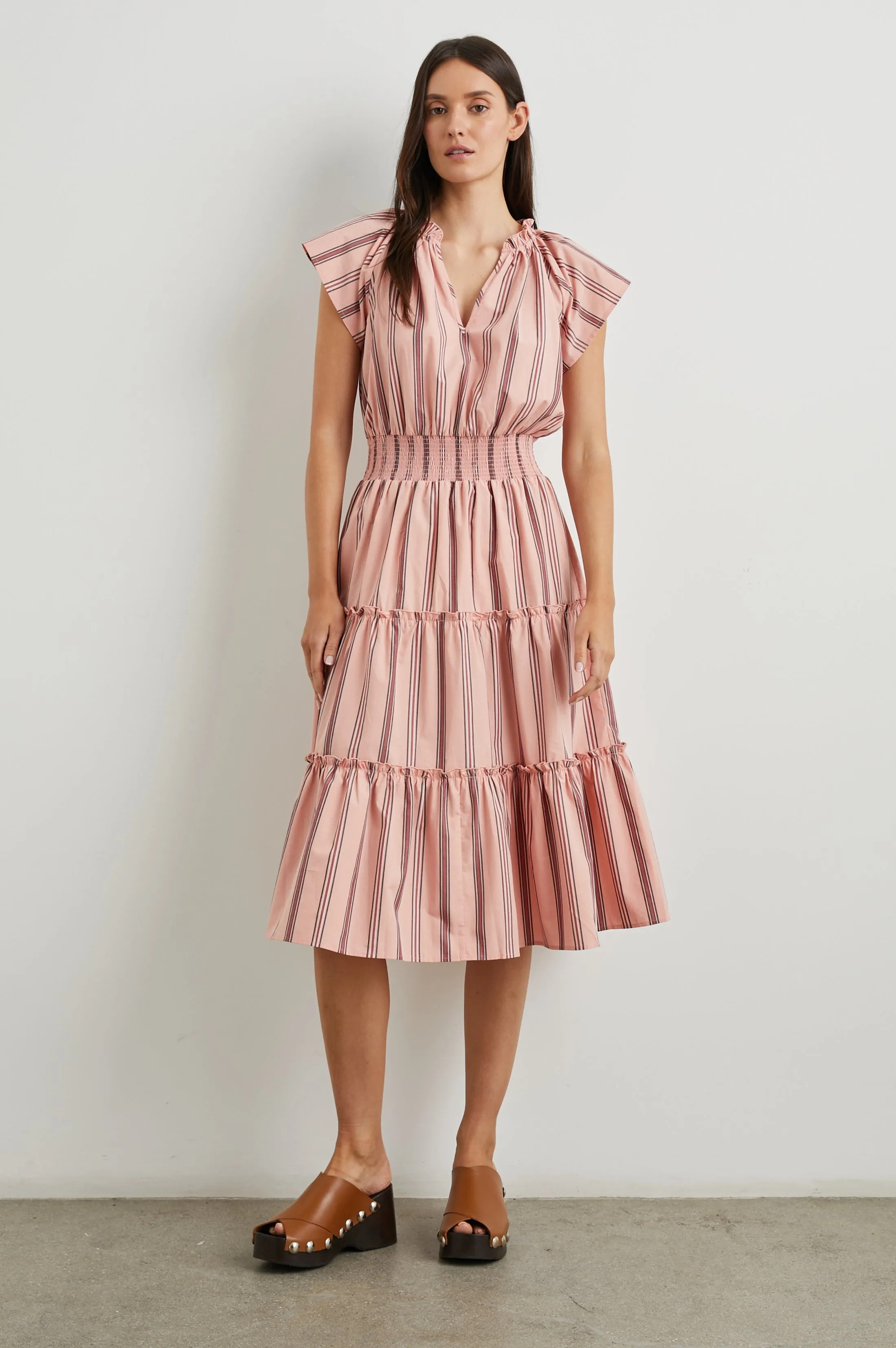 AMELLIA DRESS - CORAL NAVY STRIPE Rails