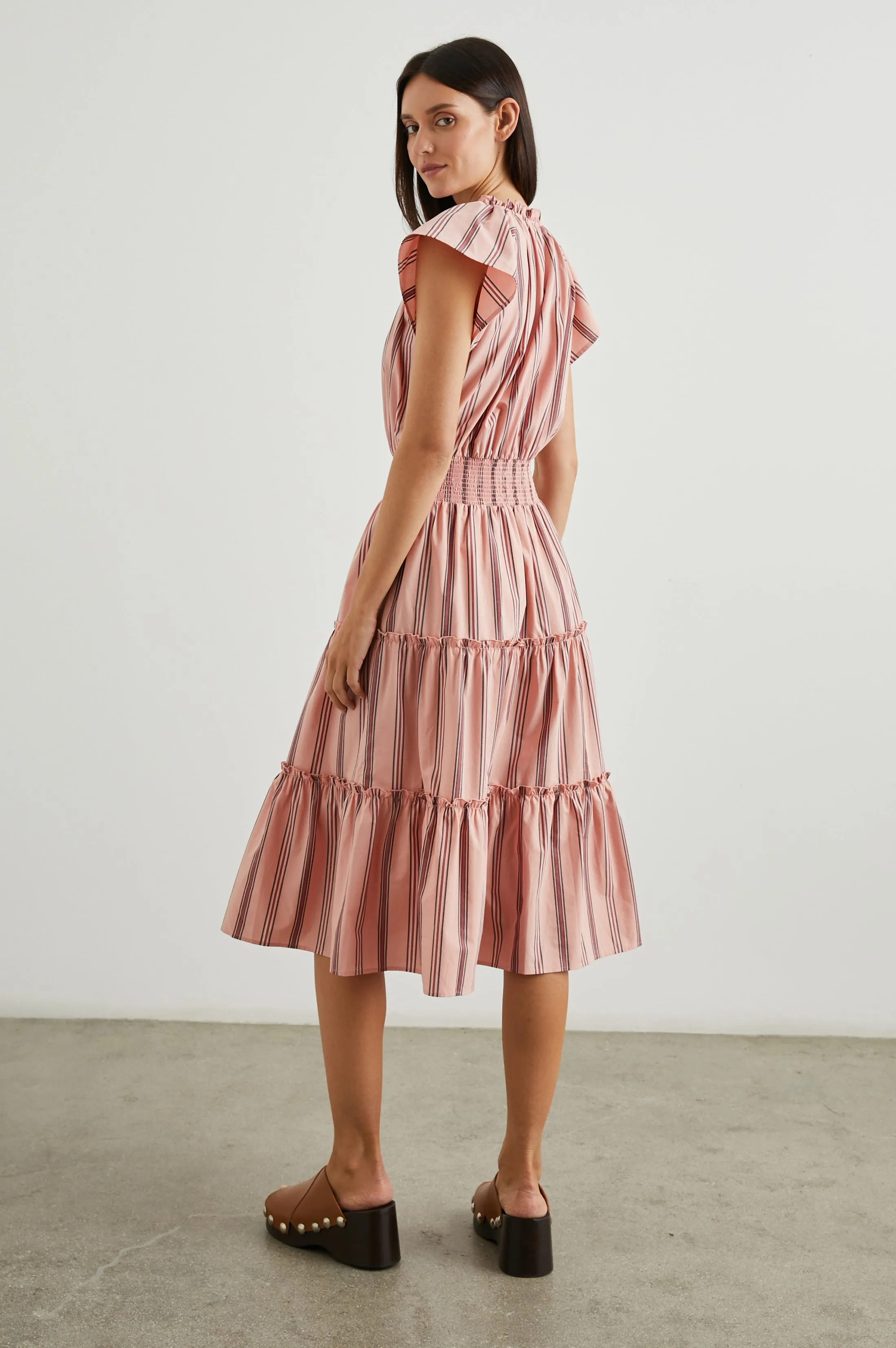 AMELLIA DRESS - CORAL NAVY STRIPE Rails
