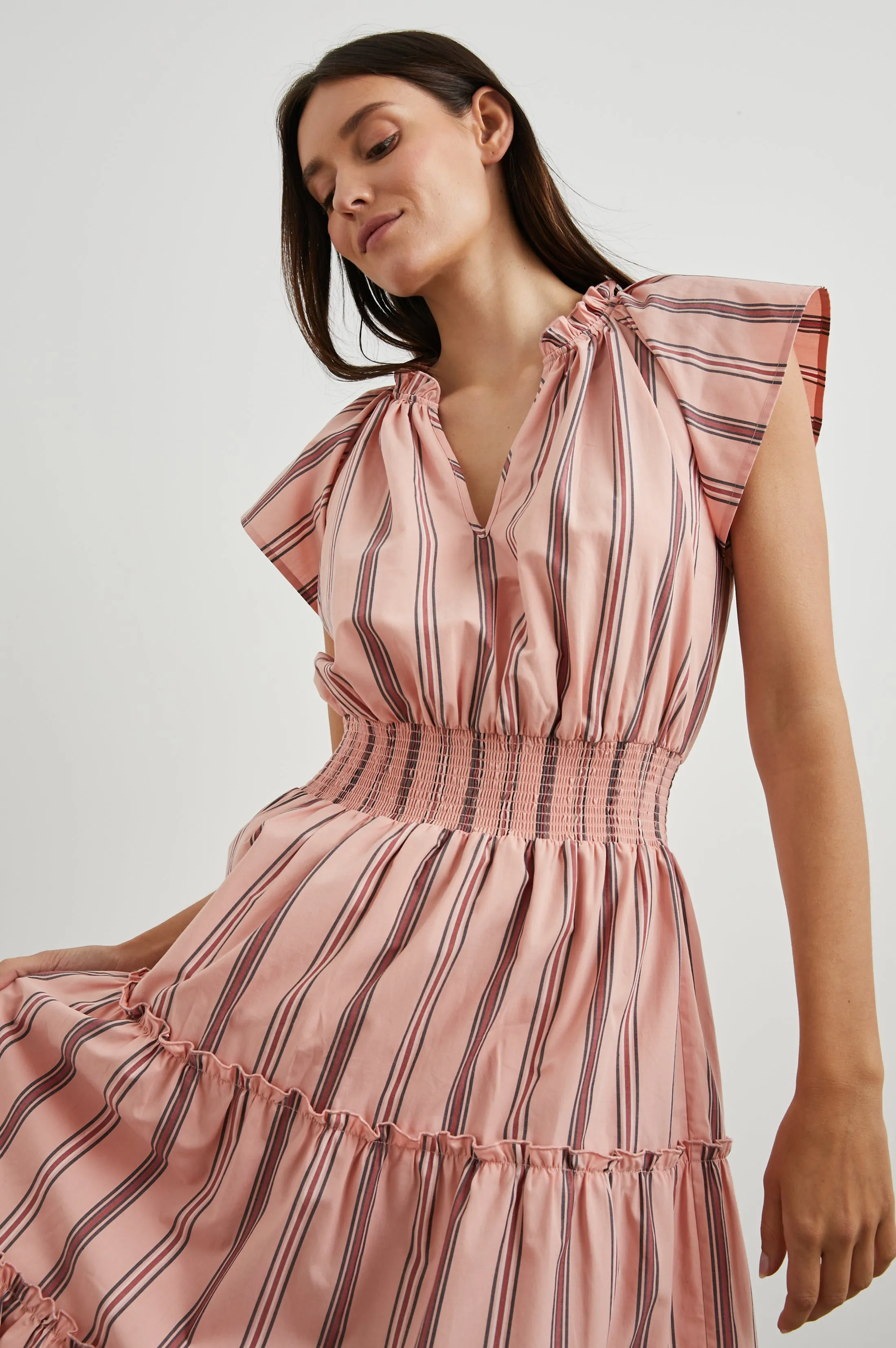 AMELLIA DRESS - CORAL NAVY STRIPE Rails
