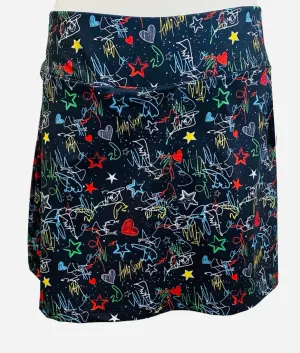Amy Sport Spitfire Marisa Pleated Skort in Graffiti Black Petite