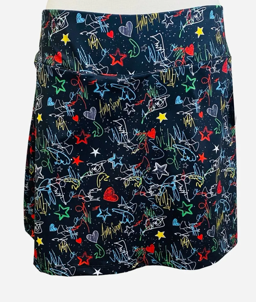 Amy Sport Spitfire Marisa Pleated Skort in Graffiti Black Petite