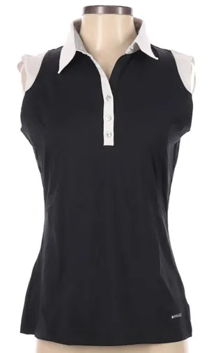 Annika Black & White Sleeveless Polo Size S