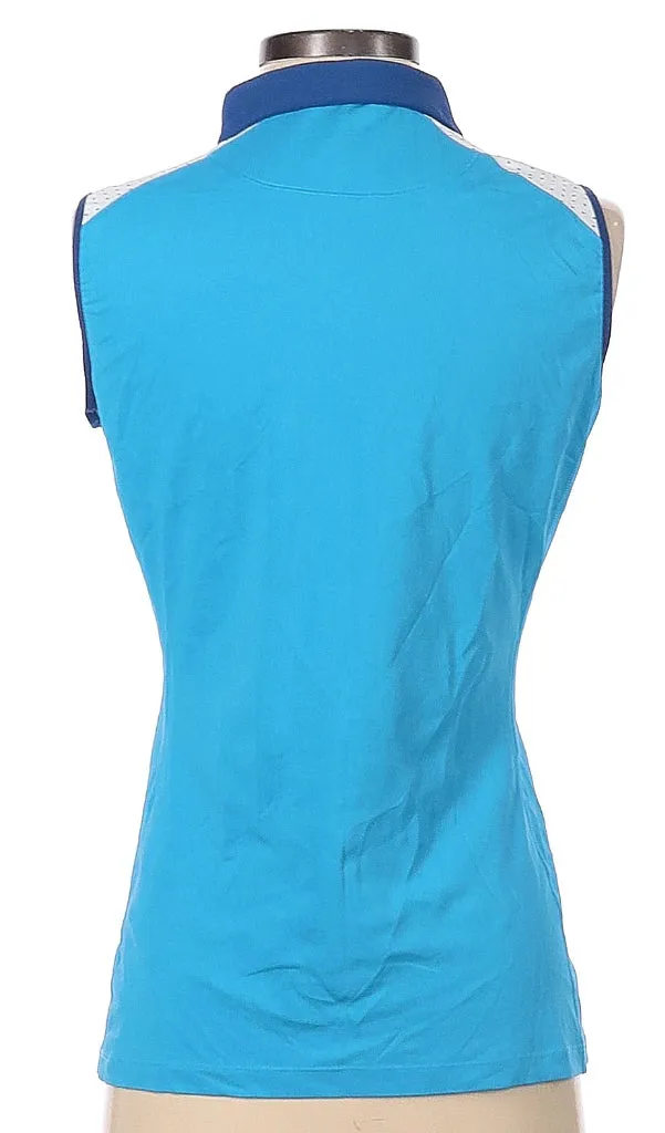 Annika by Cutter & Buck Turquoise , White & Royal Color block Sleeveless Polo Size S  MSP$72