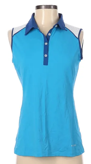 Annika by Cutter & Buck Turquoise , White & Royal Color block Sleeveless Polo Size S  MSP$72