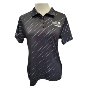 Antigua Black Metallic Rainbow Dash Print Polo w/ Logo Size M