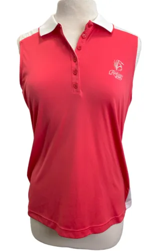 Antigua Coral & White Sleeveless Polo with Logo Size L