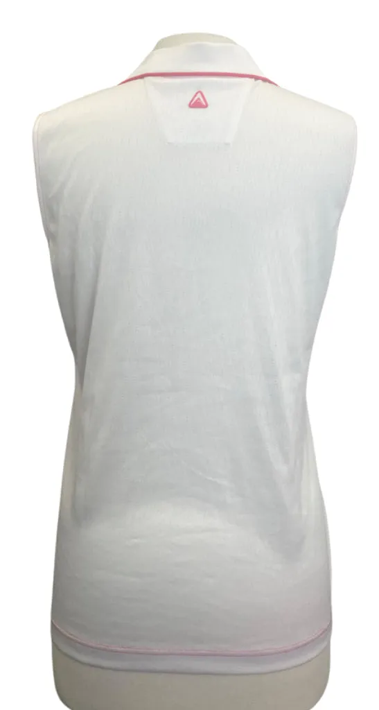 Antigua Coral & White Sleeveless Polo with Logo Size L