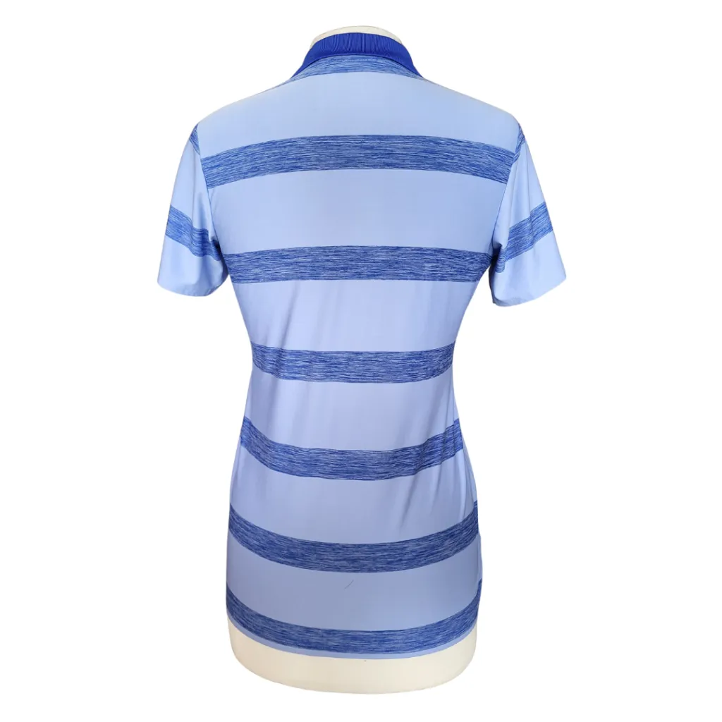 Antigua Periwinkle & Blue Heather Striped 1/4 Zip Polo w/ Logo Size M