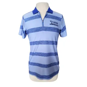 Antigua Periwinkle & Blue Heather Striped 1/4 Zip Polo w/ Logo Size M