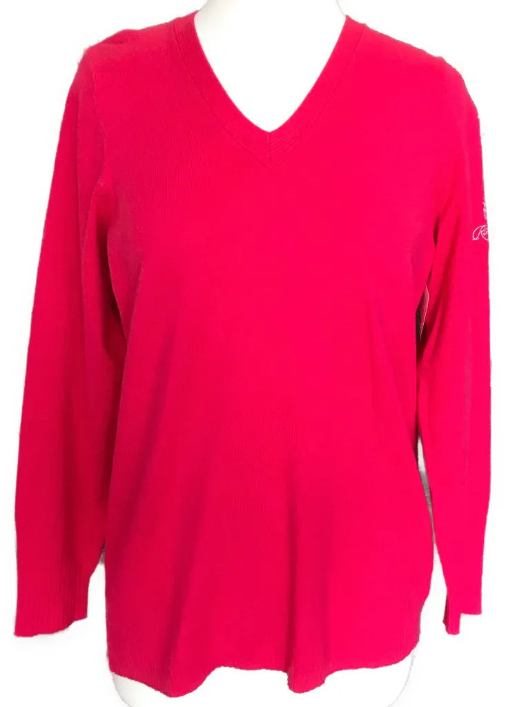 Antigua Pink Knit V-neck Sweater Top Size L